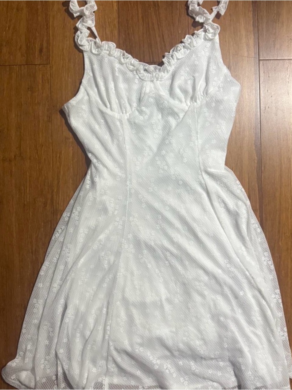 Women's White Ruffle Strap Sundress